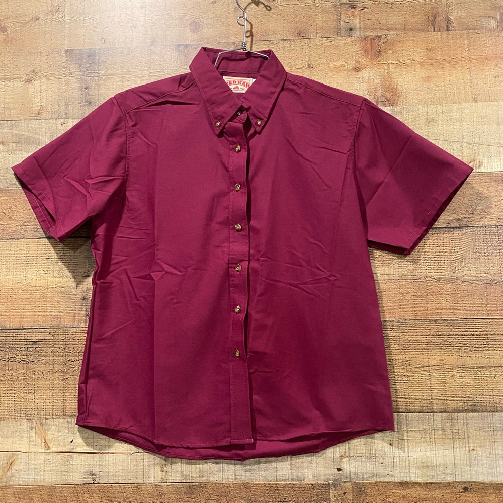New Red Kap Women’s Short Sleeve Uniform Maroon Work Shirt Sz 14, 16, 26